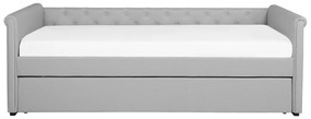 Cama dupla em tecido cinzento claro 80 x 200 cm LIBOURNE Beliani