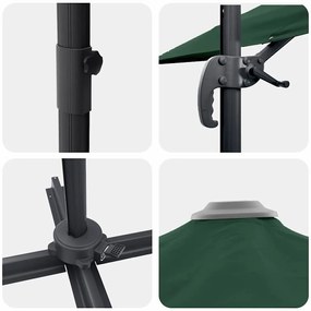 Guarda-Sol Cantilever Roma Verde 352x251x260 cm em Alumínio