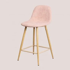 Banqueta Alta Em Veludo Cotelê Glamm Cor-de-rosa & ↑65 Cm & Madeira Natural - Sklum