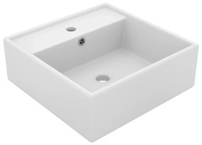vidaXL Lavatório luxuoso quadrado 41x41 cm cerâmica branco mate