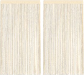 vidaXL Cortinas de fios 2 pcs 100x250 cm creme