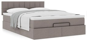 Cama otomana com colchão 140x200 cm tecido cinza