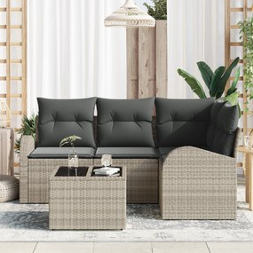 Conjunto de Sofá de Jardim vidaXL de 5 Peças com Almofadas Cinzento Ra