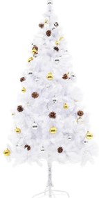 Árvore de Natal artificial pré-iluminada enfeites 180cm branco