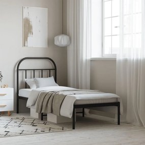 Estrutura de cama metal s/ colchão c/ cabeceira 75x190 cm preto