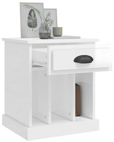 Mesa de cabeceira 43x36x50 cm branco brilhante