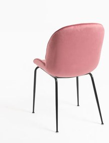Cadeira Bille Black Veludo - Rosa