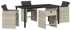 Conjunto de Jantar de Jardim com Almofadas Cinza Claro de Vime PE