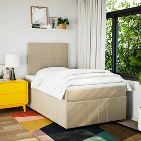 Cama boxspring com colchão 120x190 cm tecido cor creme