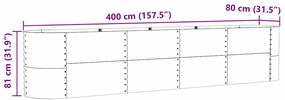 Canteiro Elevado de Jardim Marrom vidaXL 400x80x81 cm em Aço Galvaniza
