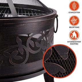 Braseira Jardim em aço Ø66cm aspeto antigo Preto com reflexos bronze
