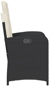 Cadeiras de jardim reclináveis c/ almofadões 2pcs vime PE preto
