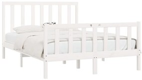 Estrutura de cama 160x200 cm madeira maciça branco