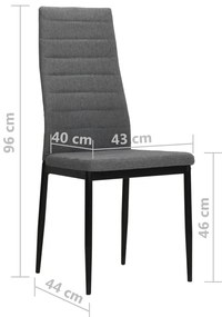 Cadeiras de jantar 4 pcs tecido cinzento-claro