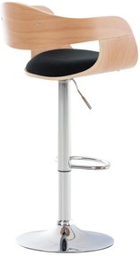 Banco de bar Kingston em tecido e com estrutura cromada 50 x 88-102 x 48 cm Preto + Cor Natural