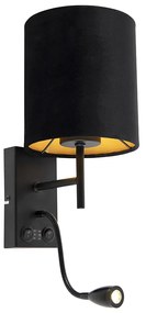 LED Candeeiro de parede Art Déco preto com máscara de veludo - Stacca Moderno