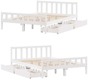 Cama sem colchão 150x200 cm madeira de pinho maciça branco