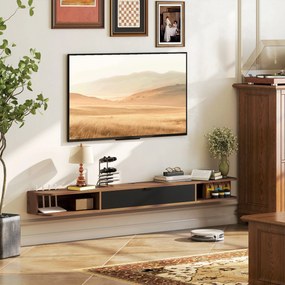 Móvel de TV Suspenso, 140 x 24 x 16 cm, Montagem na Parede, Cor Nogueira