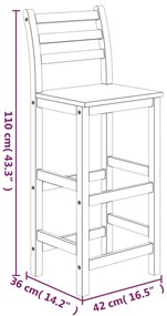 Conjunto de bar para jardim 3 pcs madeira de acácia maciça