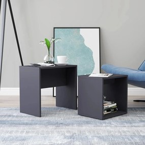 vidaXL Conjunto mesas de centro 48x30x45 cm contraplacado cinzento