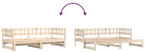 Sofá-cama de puxar 2x(90x200) cm madeira de pinho maciça