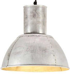 vidaXL Candeeiro suspenso redondo 25 W 28,5 cm E27 prateado