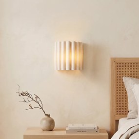 Candeeiro de Parede Japandi Bege com Linho 26cm - Scallop