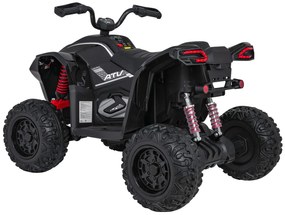 Moto 4 elétrica para crianças 12V 4x4 Fast Wheel, Controle remoto, Rodas Espuma EVA, assento couro ecológico Preta