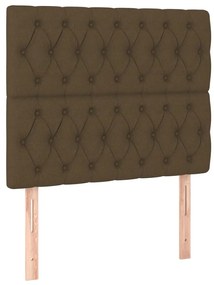 Estrutura de cama sem colchão 120x200 cm tecido castanho-escuro