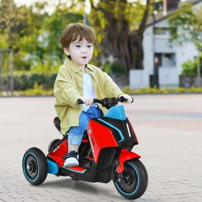Mota Eléctrica Infantil 6 V Motocicleta Infantil 6 V com 3 Rodas Bateria de Carro para Crianças +3 Anos Vermelha