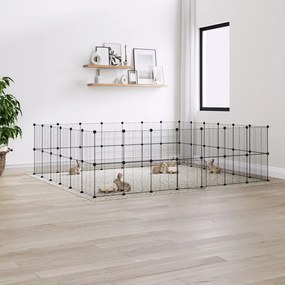 vidaXL Gaiola p/ animais de 52 painéis c/porta 35x35 cm aço preto