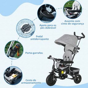 HOMCOM Triciclo para Bebés 2 em 1 Triciclo Evolutivo para Crianças de