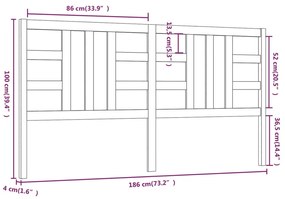 Cabeceira de cama 186x4x100 cm pinho maciço branco