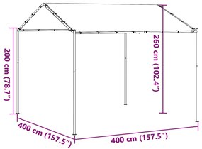 Tenda com toldo 4x3 m aço e tecido bege