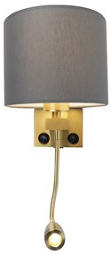 LED Candeeiro de parede art déco dourado com USB e tom cinza - Brescia Moderno,Art Deco