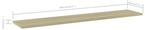 Prateleiras estante 4pcs 100x20x1,5cm contrapl. carvalho sonoma