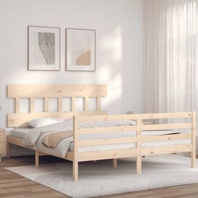 Estrutura de cama com cabeceira 160x200 cm madeira maciça