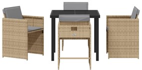 Conjunto de Jantar de Jardim vidaXL com Almofadas Bege em Rattan Polié