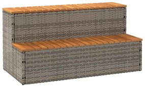 Degrau p/ hidromassagem 100x50x50,5 cm PE e acácia maciça cinza