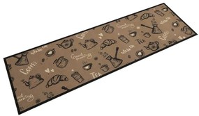 Tapete cozinha lavável 45x150 cm veludo padrão morning castanho