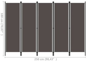 Divisória de quarto com 5 painéis 250x180 cm antracite