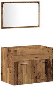 Conjunto de Móveis para Banheiro de 3 Peças Madeira Velha