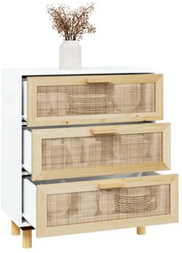 Aparador 60x30x70 cm madeira pinho maciça/vime natural branco