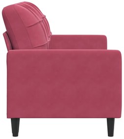 Sofá de 2 lugares veludo 140 cm vermelho tinto