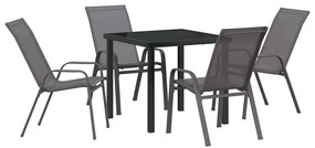 Conjunto de Jardim com 5 Peças - Aço e Textileno Cinza