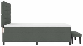 Cama Box Spring com Colchão &amp; Banco Cinza Escuro 160x200 cm Tecido