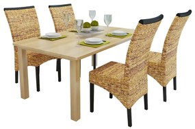 274198 vidaXL Cadeiras de jantar 4 pcs abacá e madeira de mangueira maciça