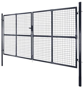 Portão de jardim em rede aço galvanizado 289x200 cm cinzento