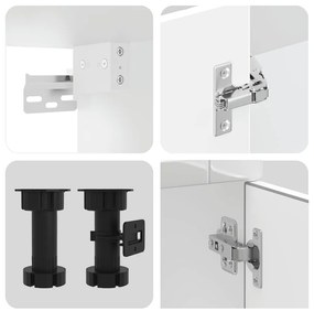 8 peças armário de cozinha conjunto Kalmar branco brilhante