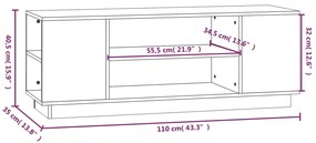 Móvel de TV 110x35x40,5 cm madeira de pinho maciça branco